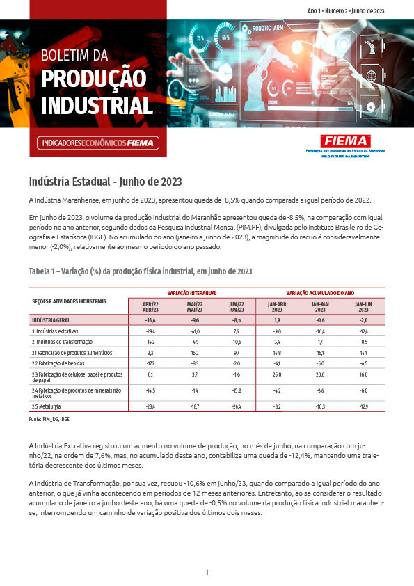 Boletim da Produção Industrial Trimestral