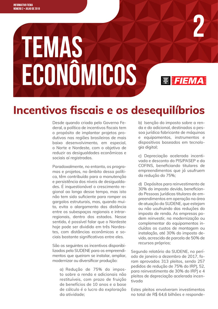 Incentivos fiscais e os desequilíbrios