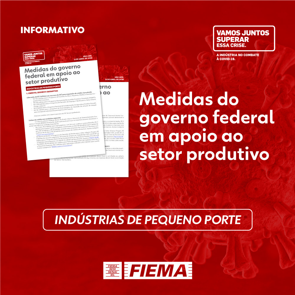 Medidas do governo federal em apoio ao setor produtivo - indústrias de pequeno porte 